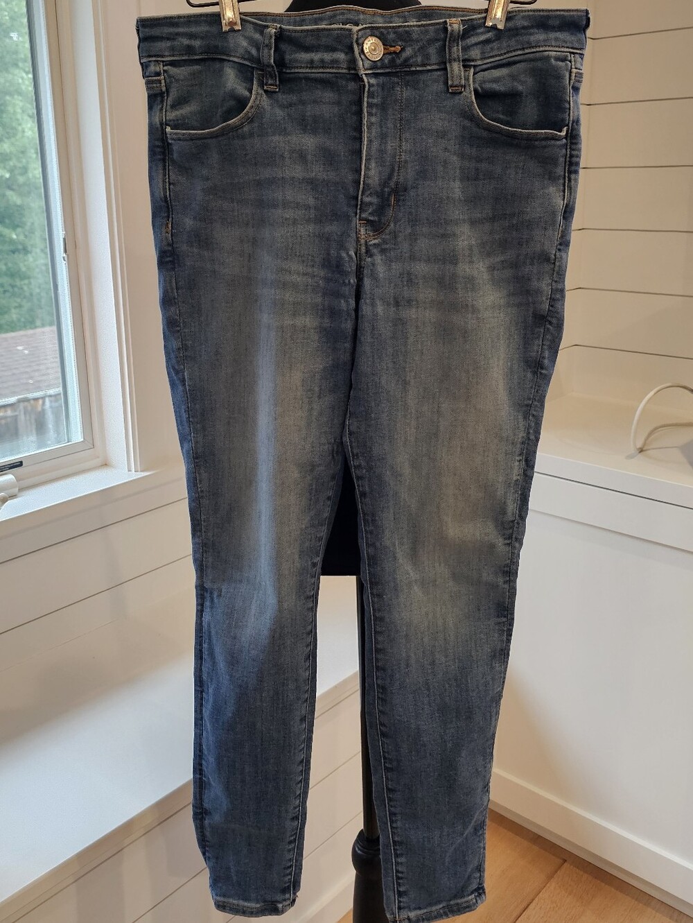 Women's American Eagle Outfitters Slim Dark Blue Stretch Jean's